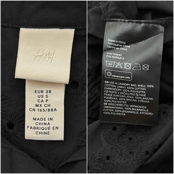 H&M Cotton Embroidered Floral‎ Eyelet Long Sleeve Button Up Collared Jumpsuit S - Picture 6 of 7